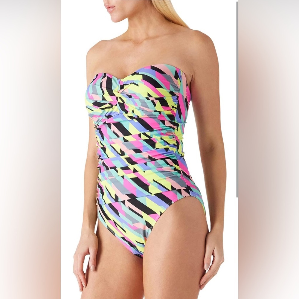 Multicolor Strapless Women's Swimsuit - Picture 2 of 8
